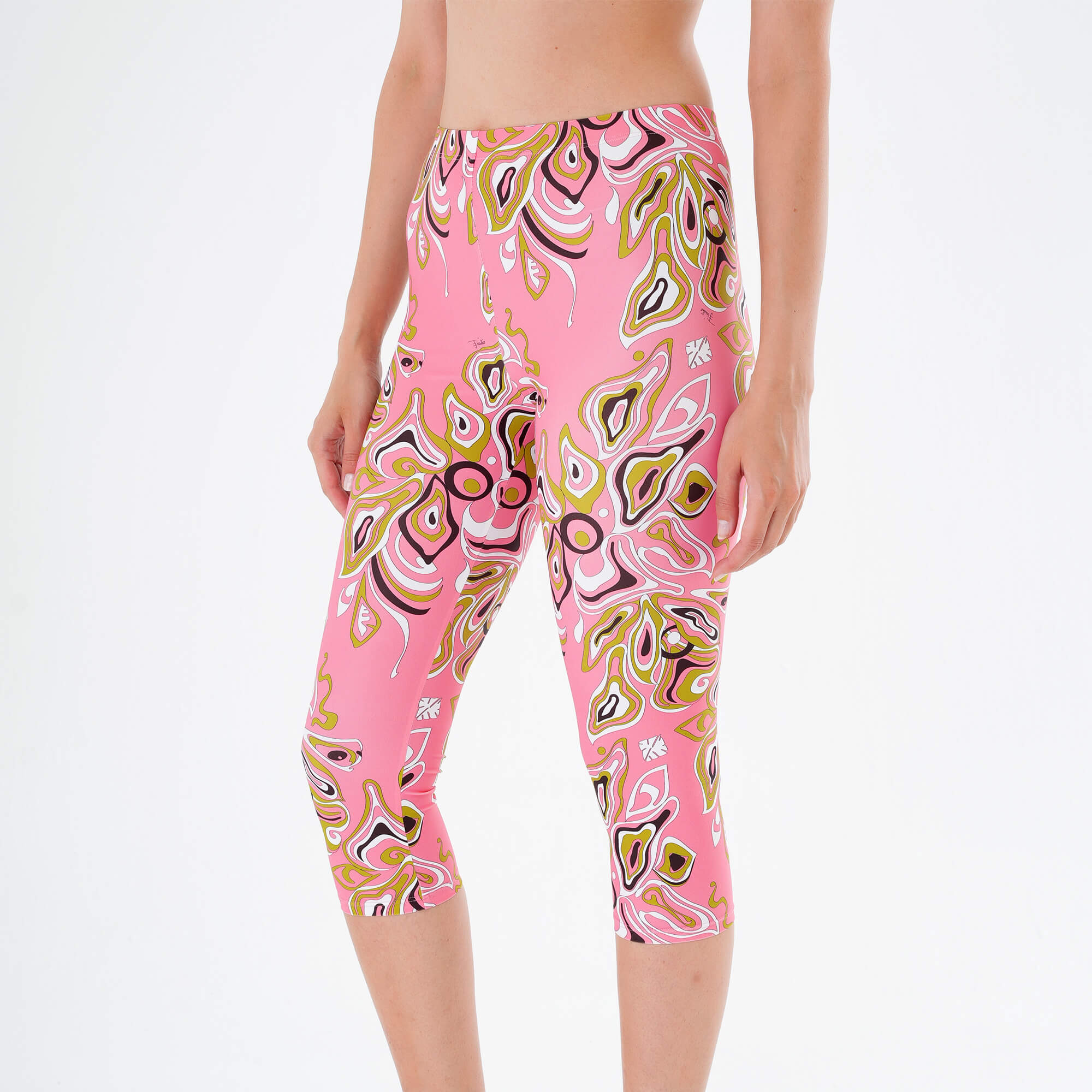 Emilio Pucci - Africana Abstract Print Cropped Leggings in Pink & Purple M